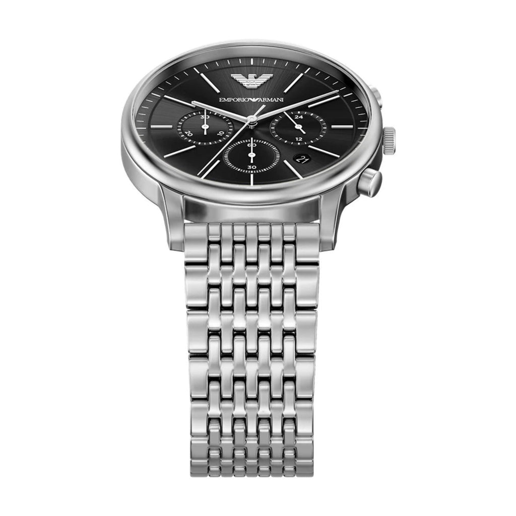 Emporio Armani Minimalist Chronograph Black Dial Stainless Steel Men's Watch | Emporio Armani AR11772