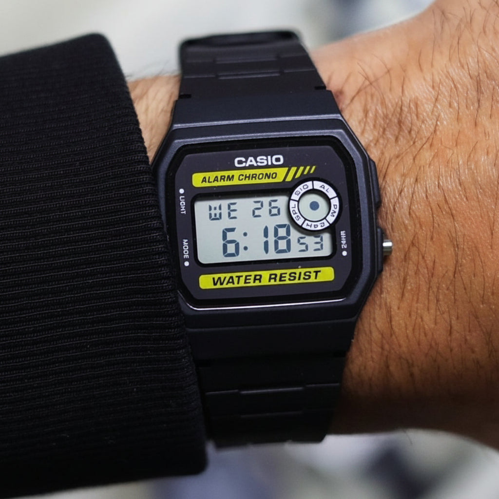 Casio F-94WA-9DG Grey-Yellow Digital Dial Black Resin Men's Watch | Casio F-94WA-9DG