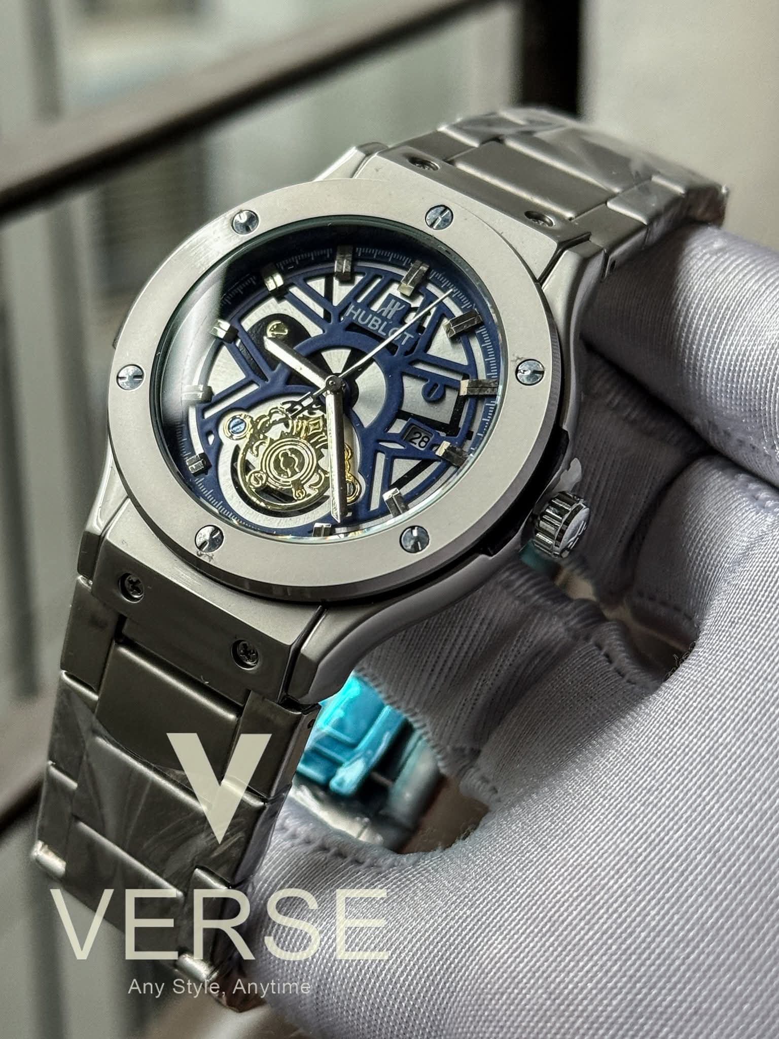 Hublot Quartz Silver Chain Star - Tourbillion Blue Dial AA - VERSE - 