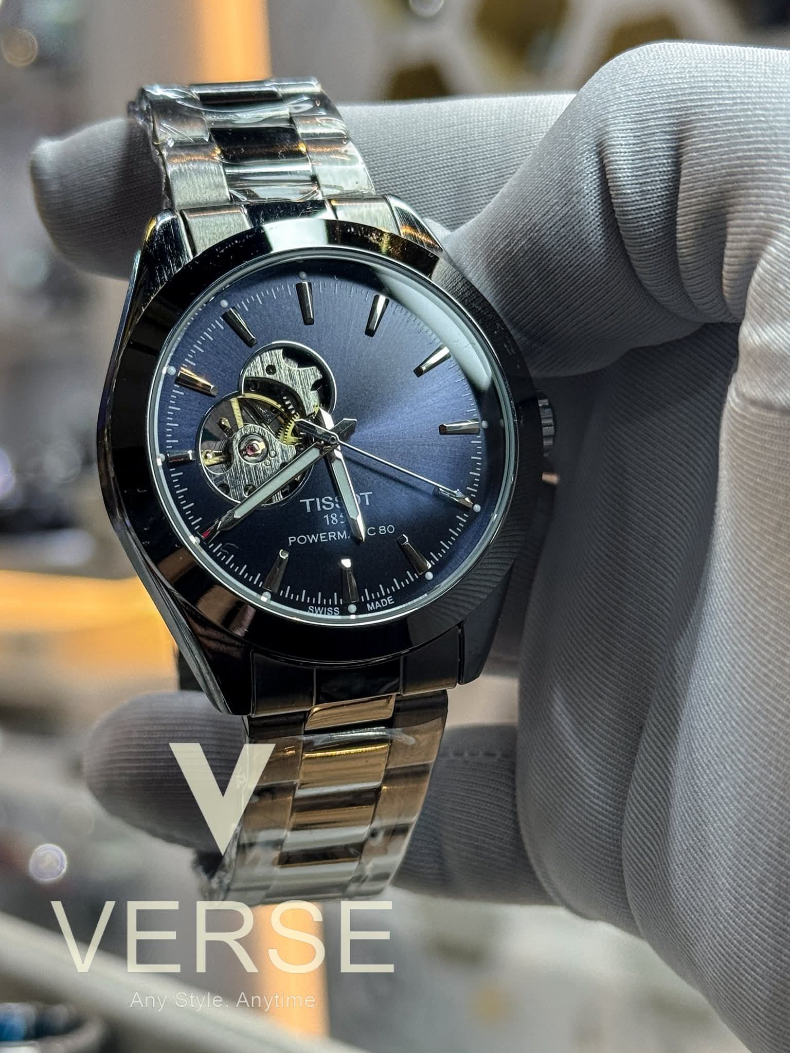Tissot Gentleman Powermatic 80 Open Heart Automatic Sun - ray Blue Dial AA - VERSE - 