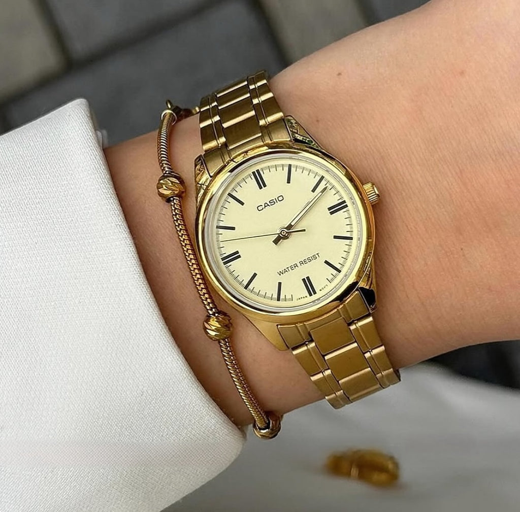 Casio LTP-V005G-9AUDF Champagne Gold-Tone Dial Gold Stainless Steel Women's Watch | Casio LTP-V005G-9AUDF