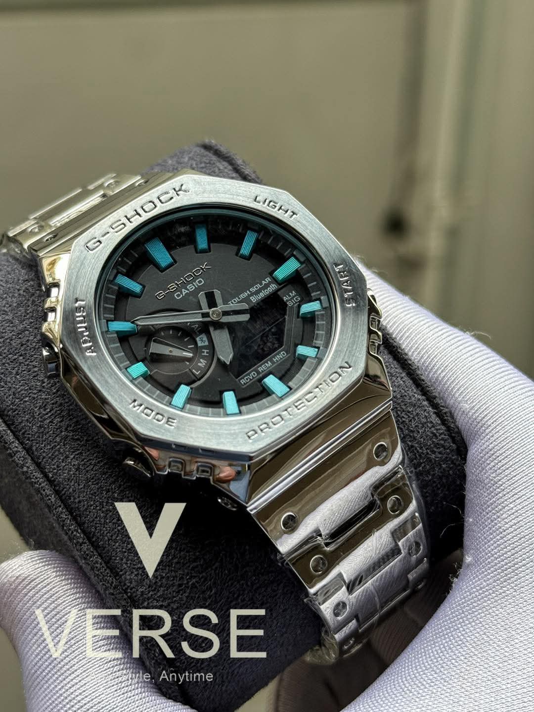 Casio G - Shock GM - B2100BD - 1A Silver Chain Tiffany Digits Triple A - VERSE - 
