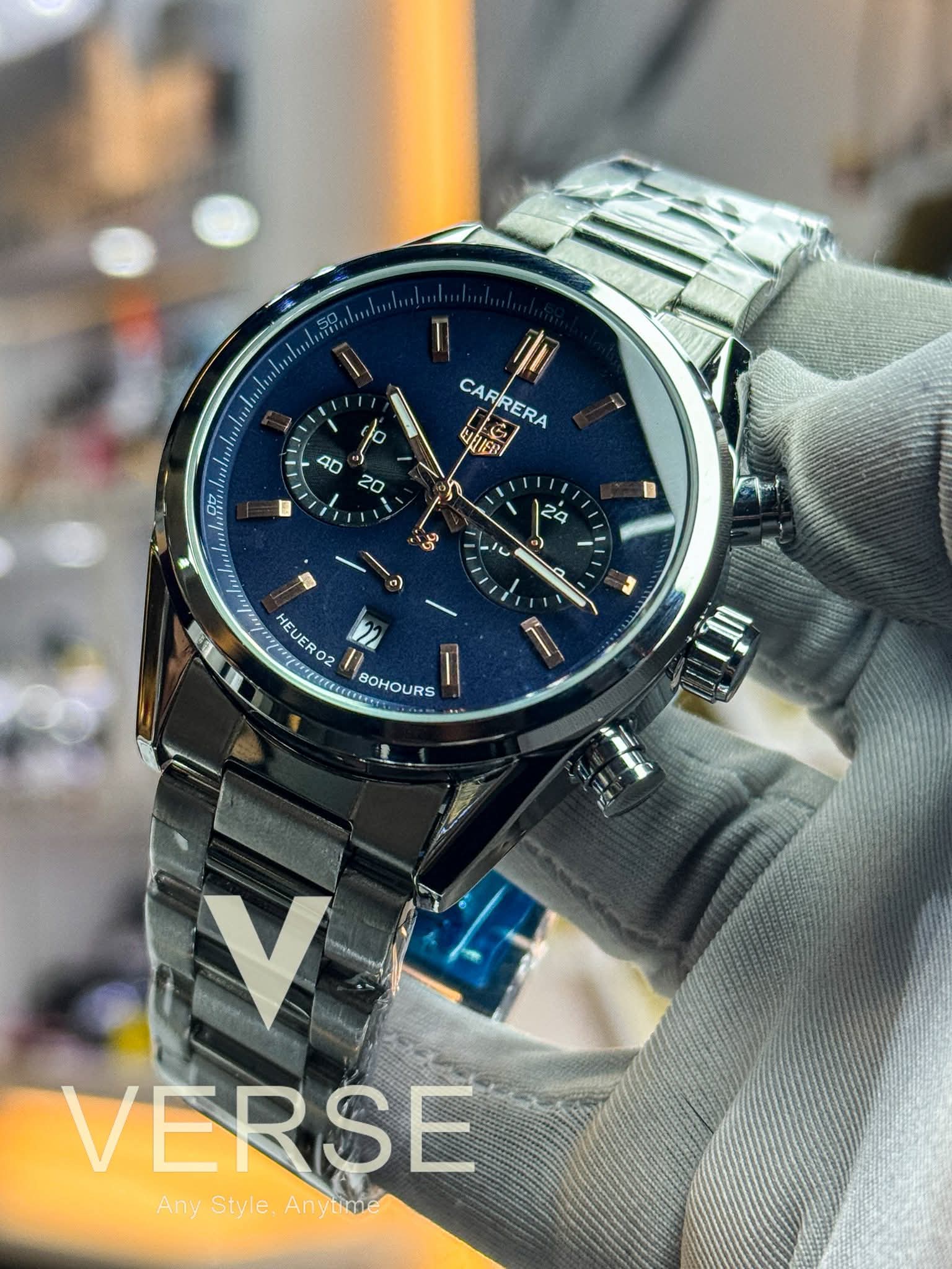 TAG Heuer Carrera 02 Chronograph | Silver Chain - Blue Dial - VERSE - 