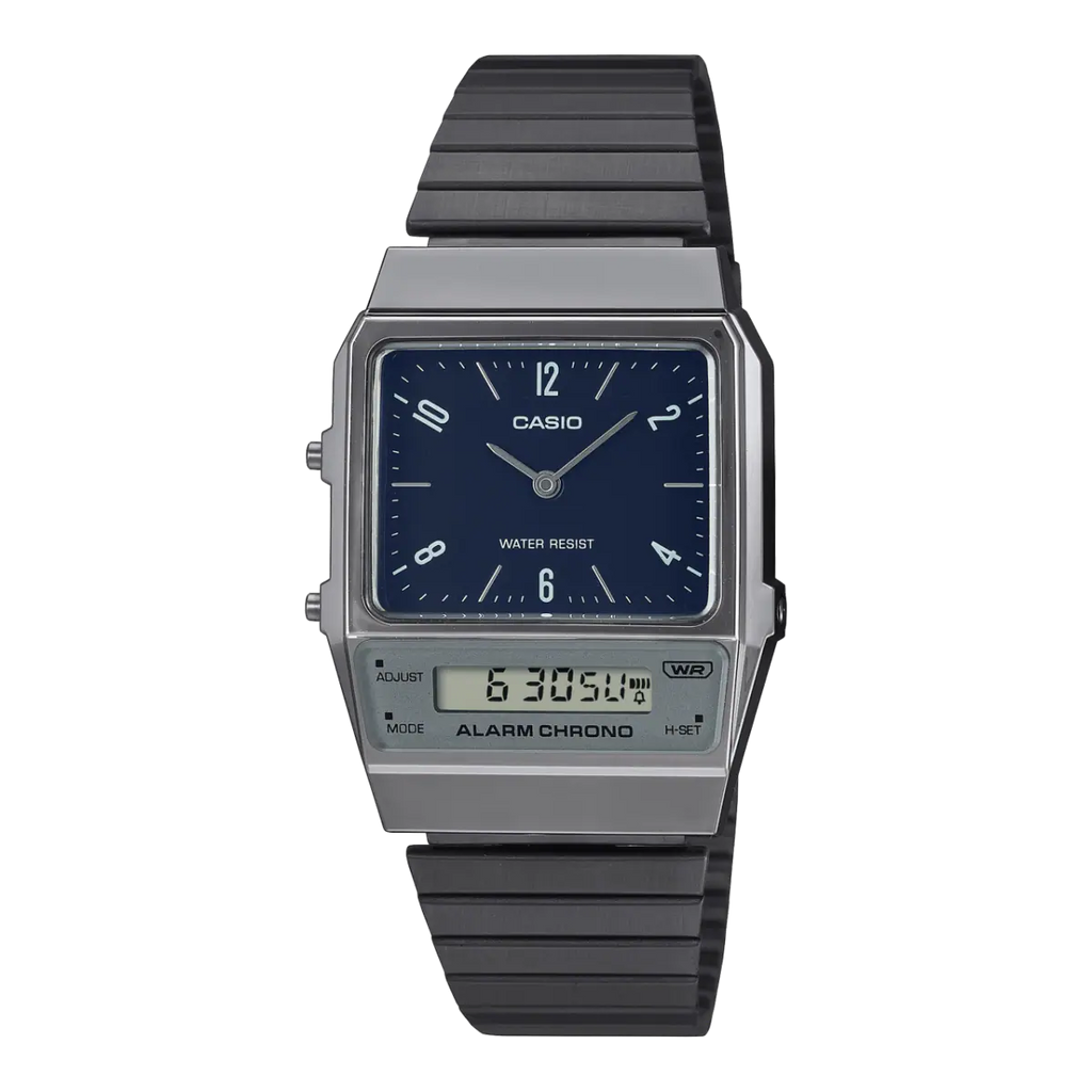 Casio Vintage AQ-800EB-2A Analog-Digital Navy Blue Dial Dark Gray Band Unisex Watch | Casio AQ-800EB-2A