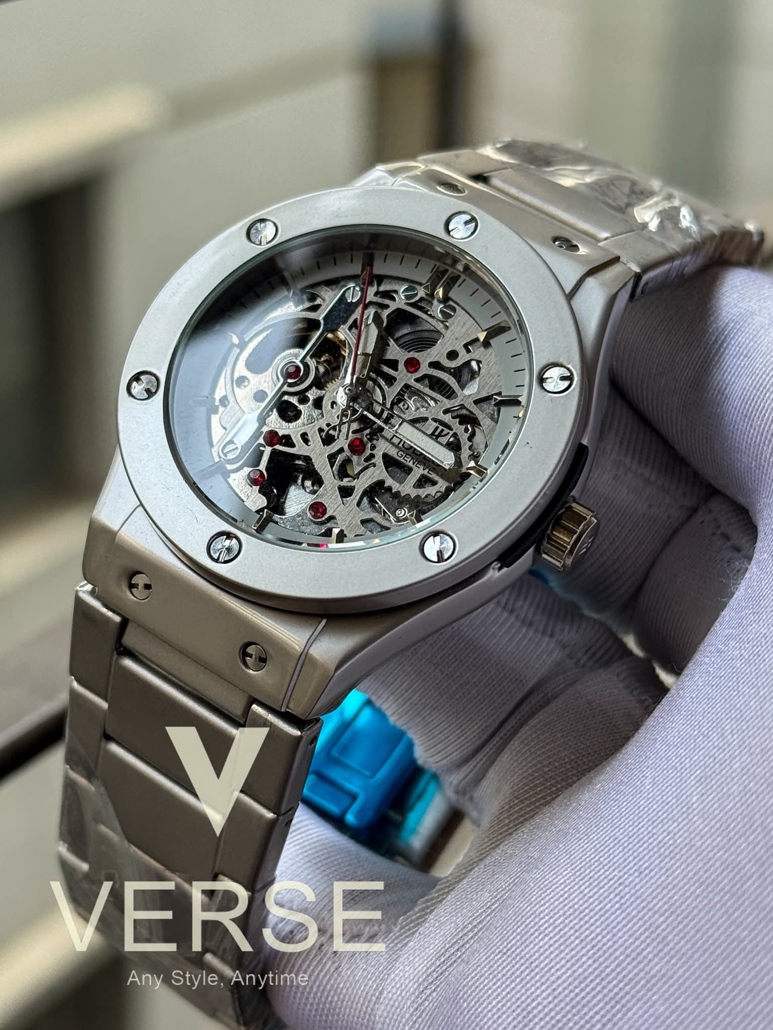 Hublot Automatic Silver Chain Openworked Grey Dial AA - VERSE - 