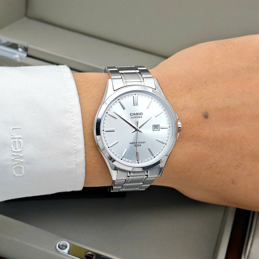 Casio MTS - 115D - 7AV Sapphire White Dial Men's Stainless Steel Watch | Casio MTS - 115D - 7AV - VERSE - 