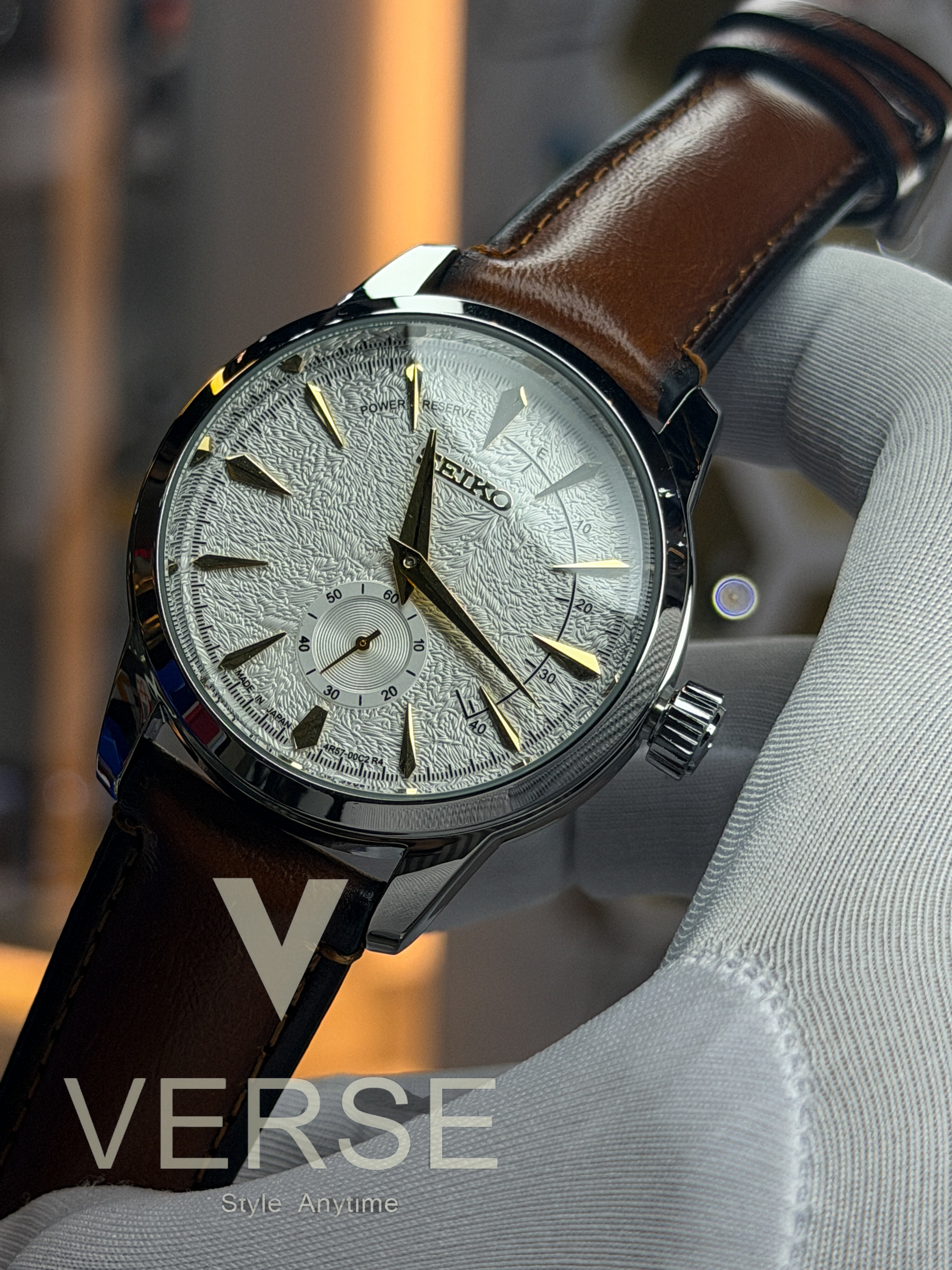 Seiko Presage Cocktail Time Oreshiki Edition – Silver Textured Dial (Gold Accents) (Double A) - VERSE - 