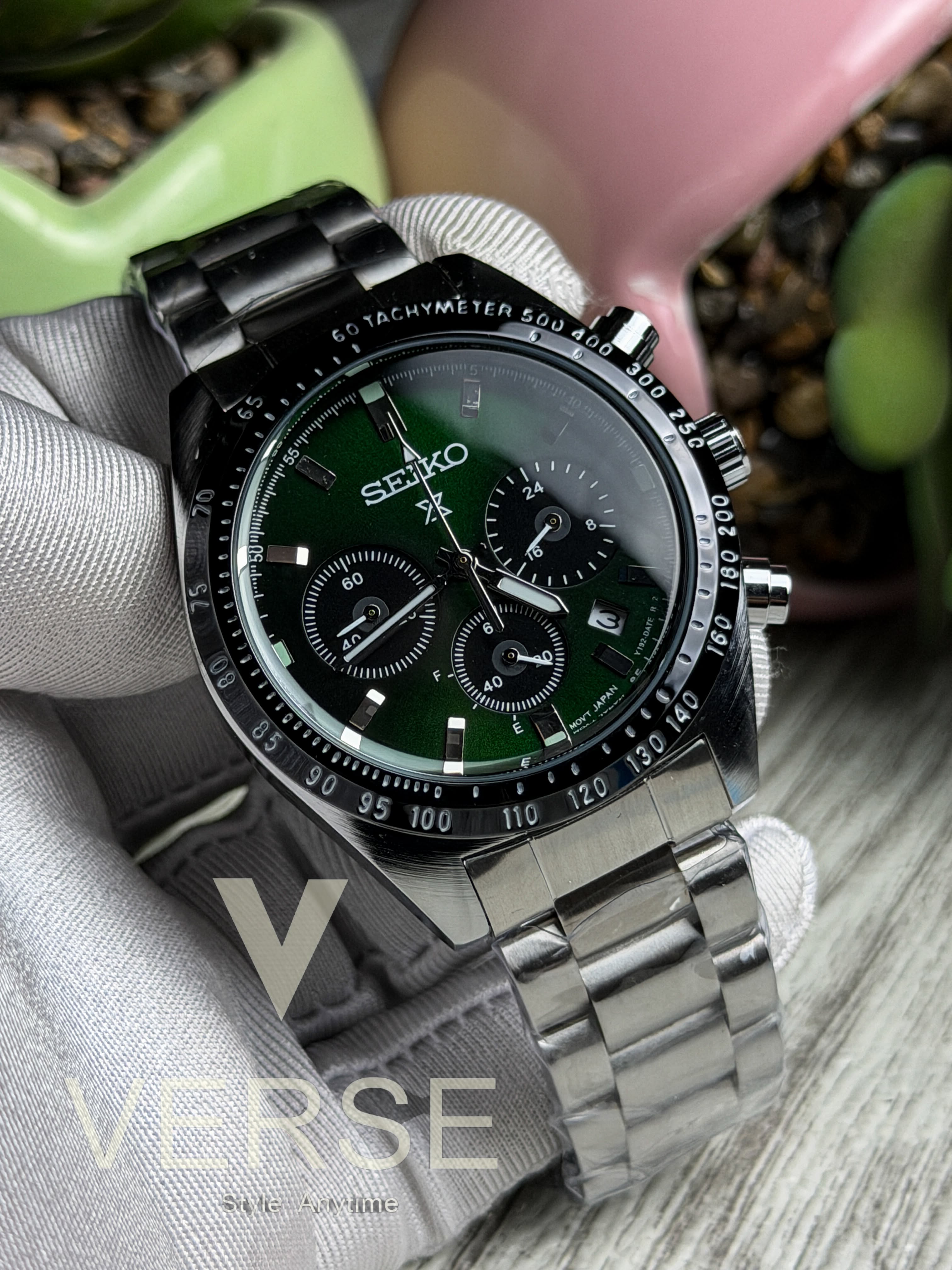 Seiko Prospex Speedtimer Chronograph | British Racing Green Dial Stainless Steel Watch - ( Double A ) - VERSE - 