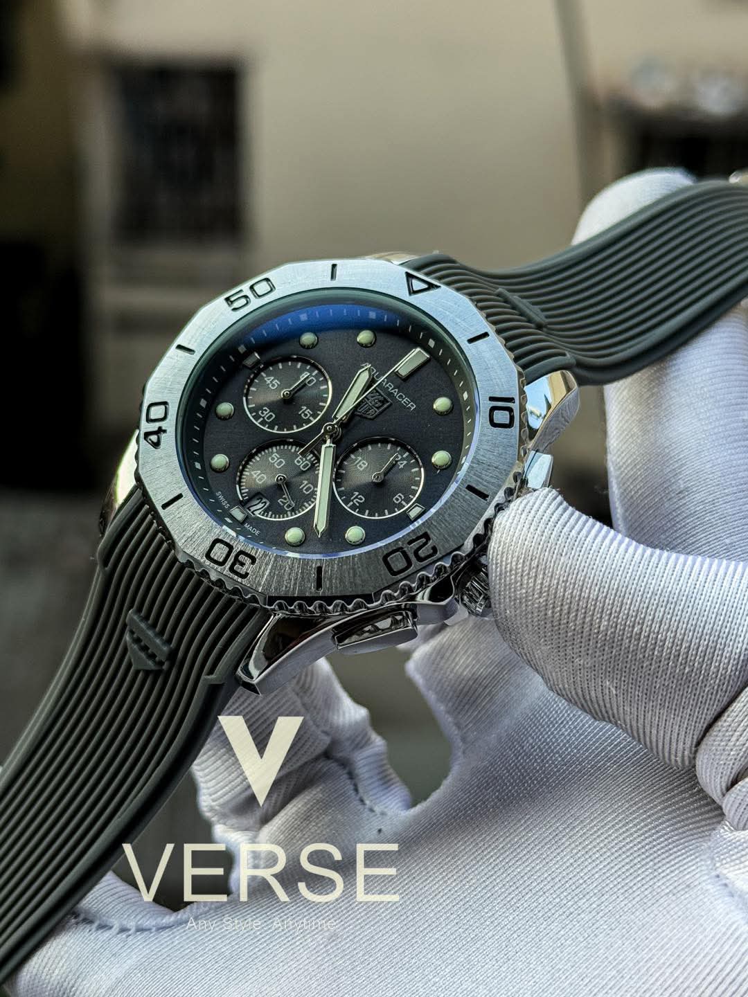 TAG Heuer Aquaracer Professional 200 Chronograph | Grey Silicone Strap - Dial - ( Double A ) - VERSE - 