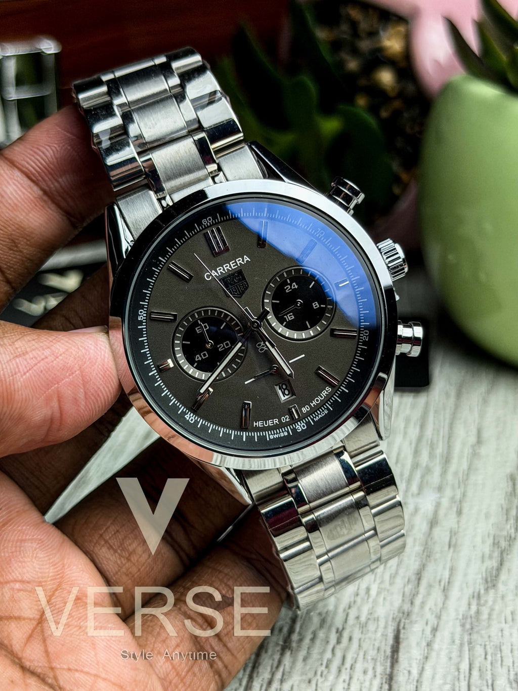 TAG Heuer Carrera 02' Chronograph - Silver Chain Grey Dial ( Double A ) - VERSE -