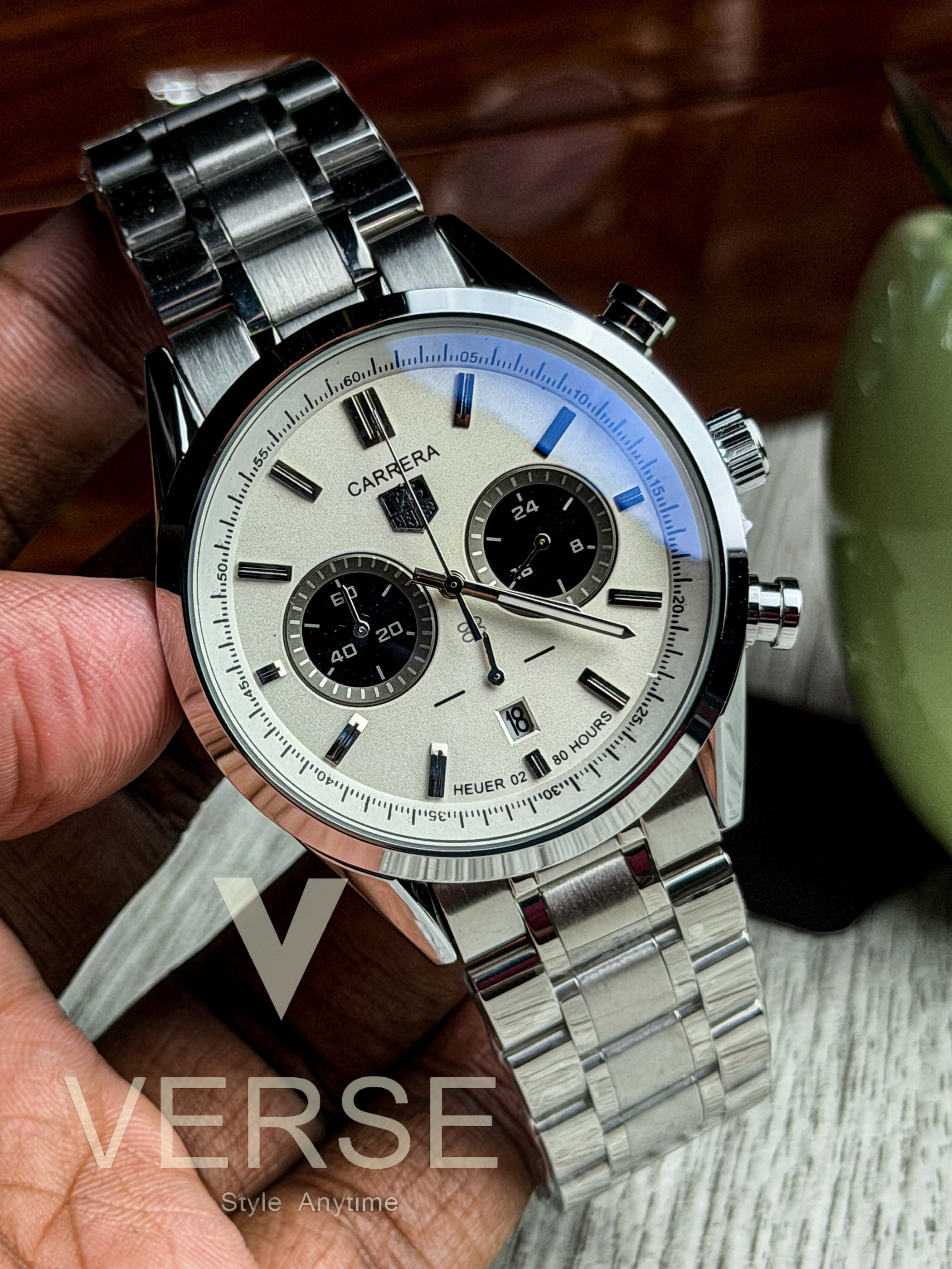 TAG Heuer Carrera 02' Chronograph - Silver Chain Panda Dial ( Double A ) - VERSE -