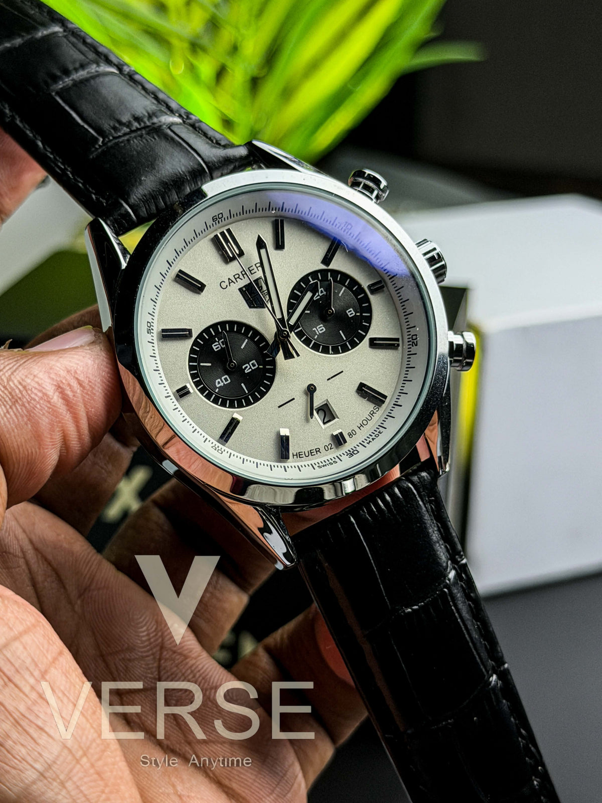 TAG Heuer Carrera 02 Chronograph V2 - Panda Dial Black Leather ( Double A ) - VERSE -
