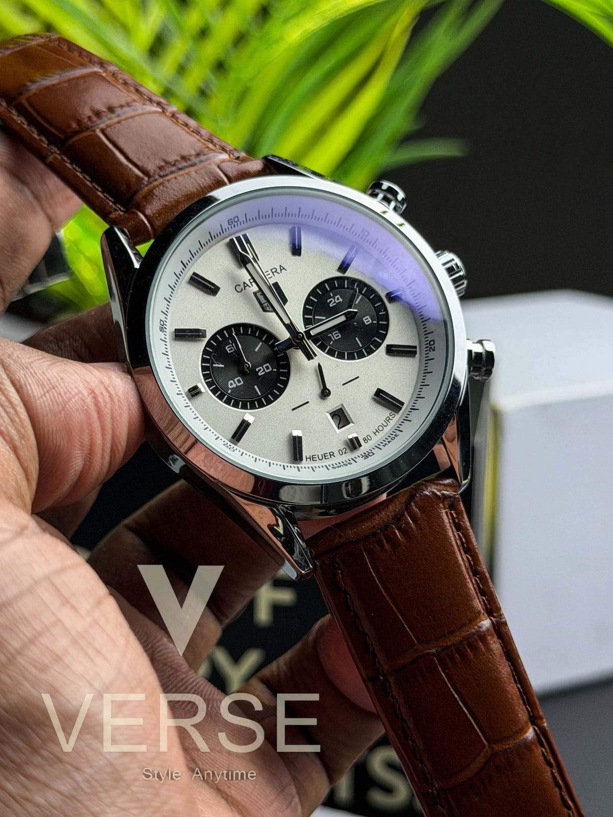 TAG Heuer Carrera 02 Chronograph V2 - Panda Dial Cognac Brown Leather ( Double A ) - VERSE -
