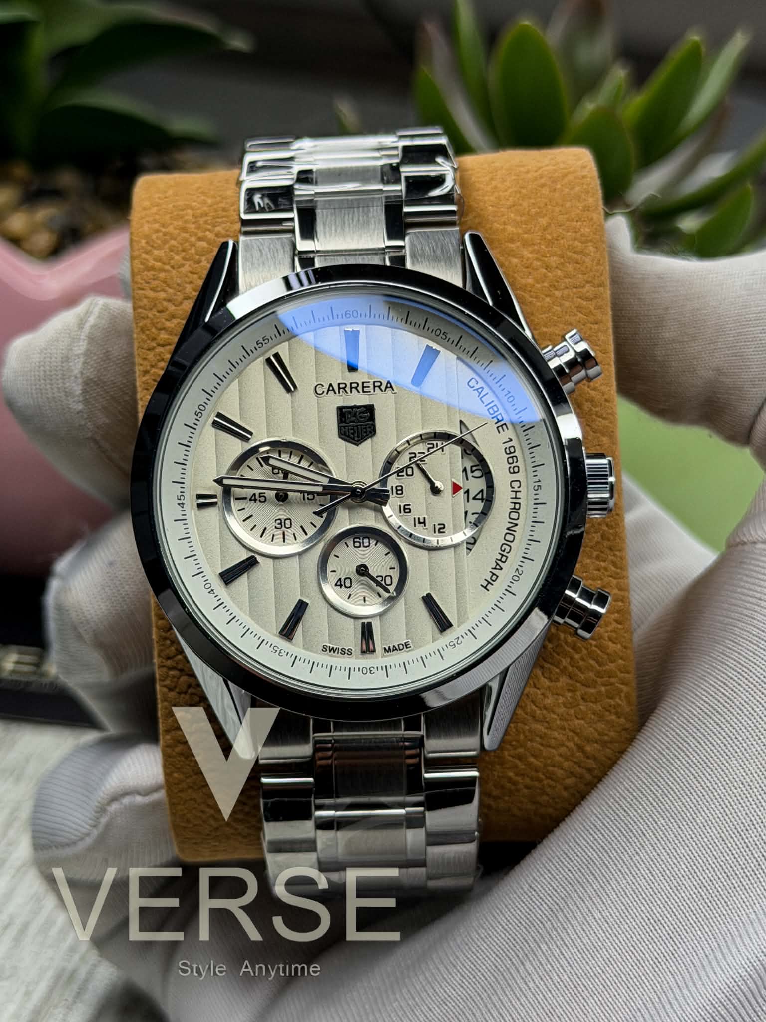 TAG Heuer Carrera 1969 Chronograph - Silver Chain White Dial ( Double A ) - VERSE - 