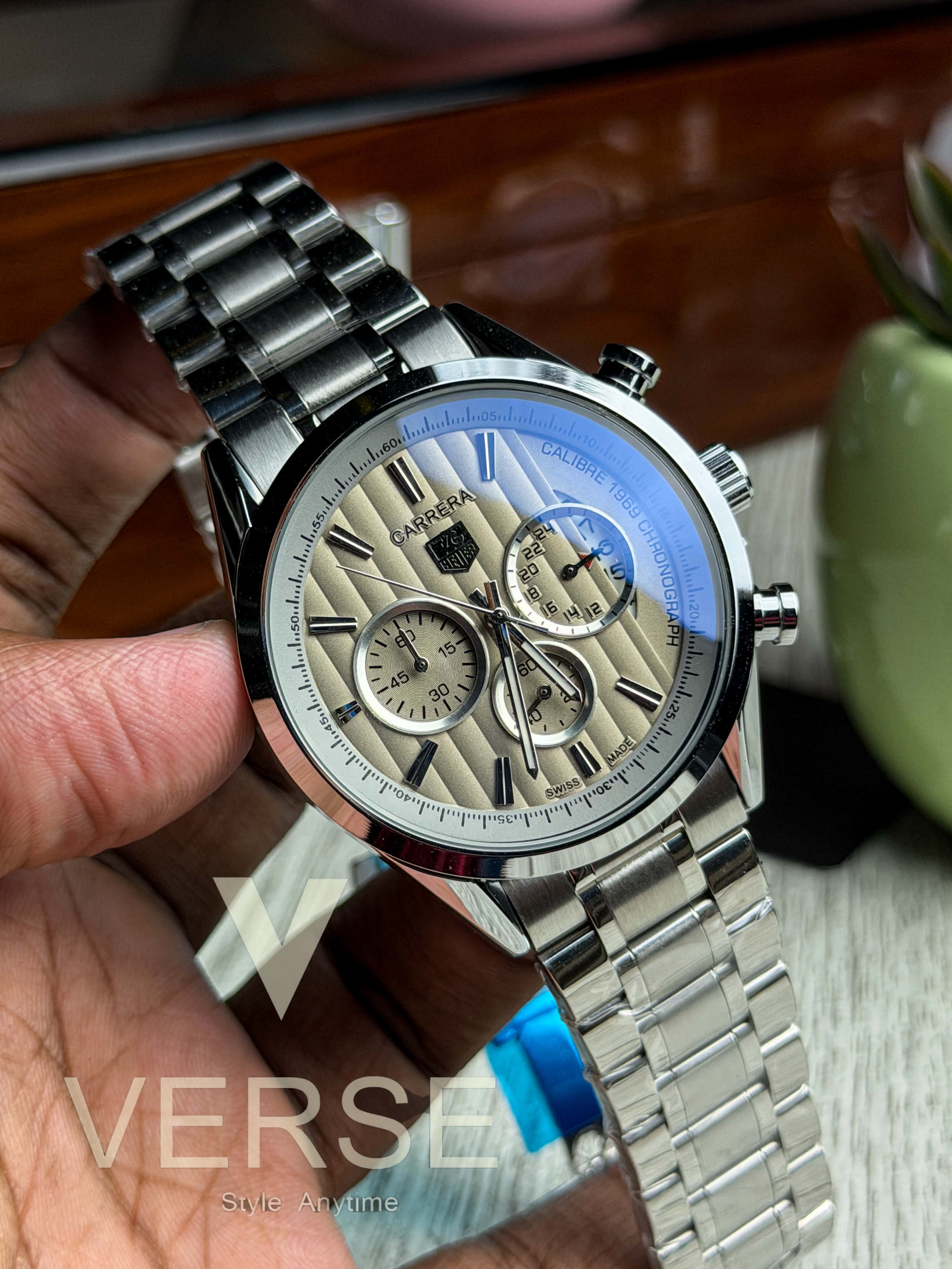 TAG Heuer Carrera 1969 Chronograph V2 - Silver Chain Grey Dial ( Double A ) - VERSE -