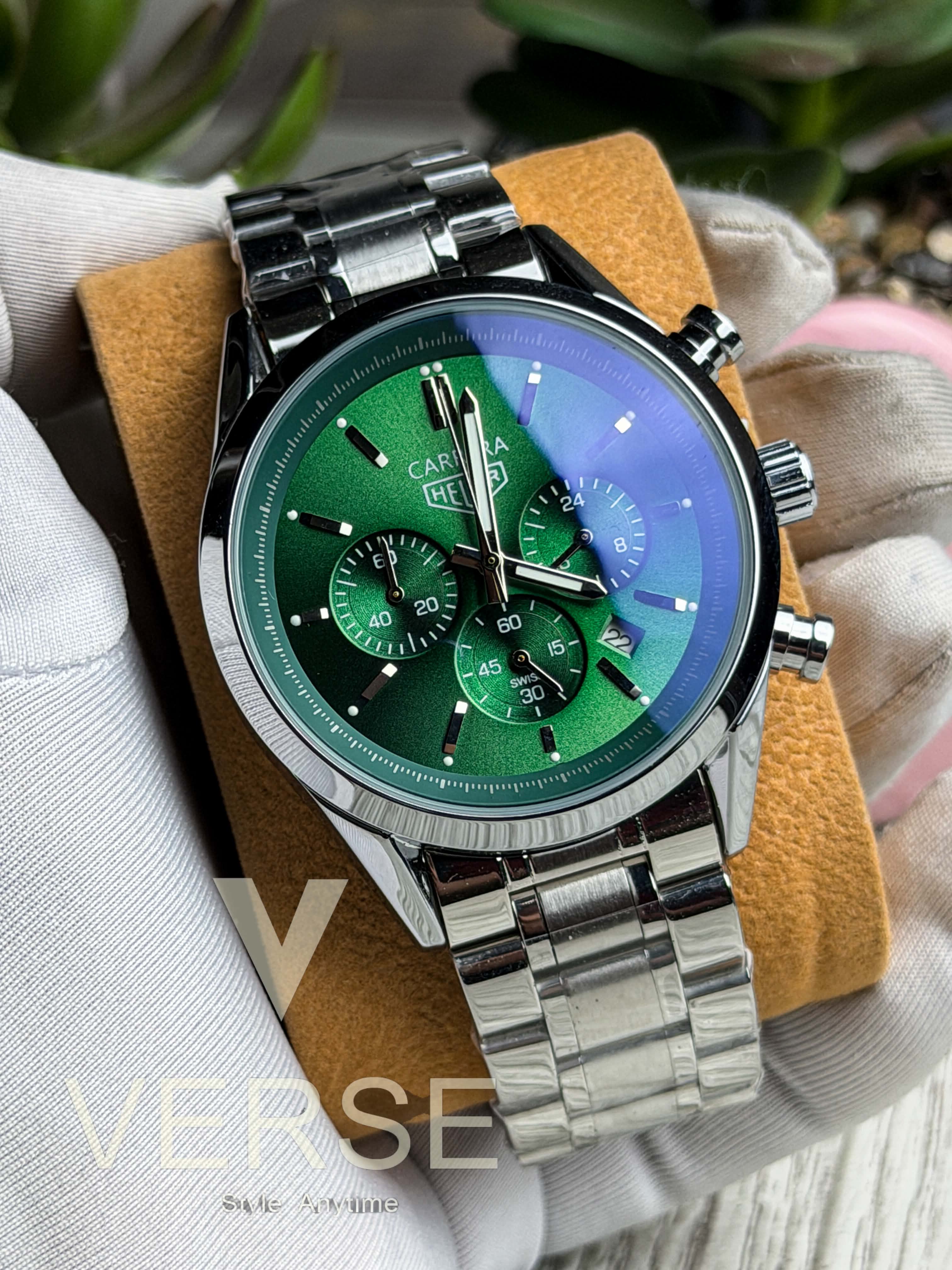 TAG Heuer Carrera Chronograph - Silver Chain Green Dial ( Double A ) - VERSE - 