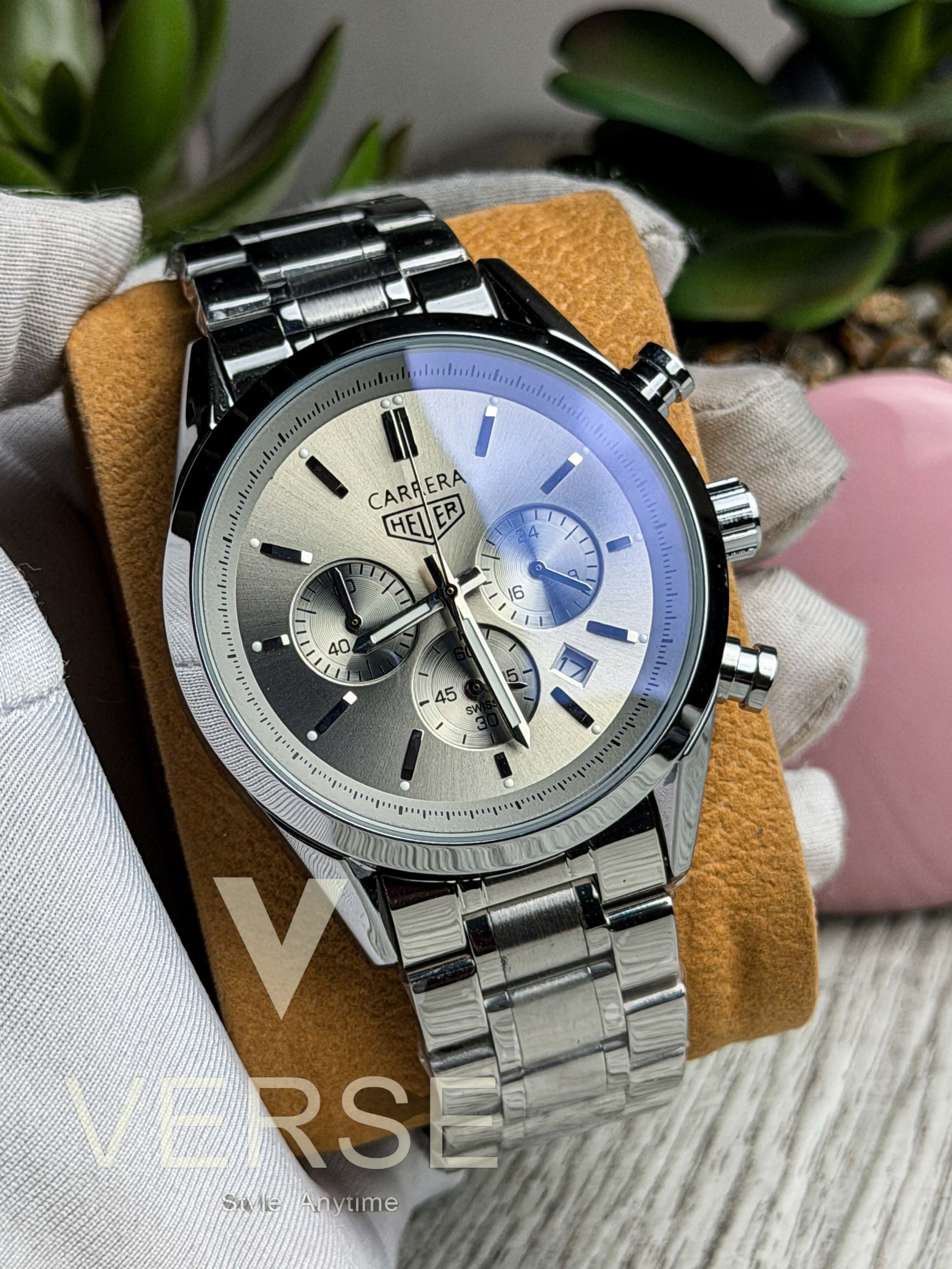 TAG Heuer Carrera Chronograph - Silver Chain Grey Dial ( Double A ) - VERSE - 