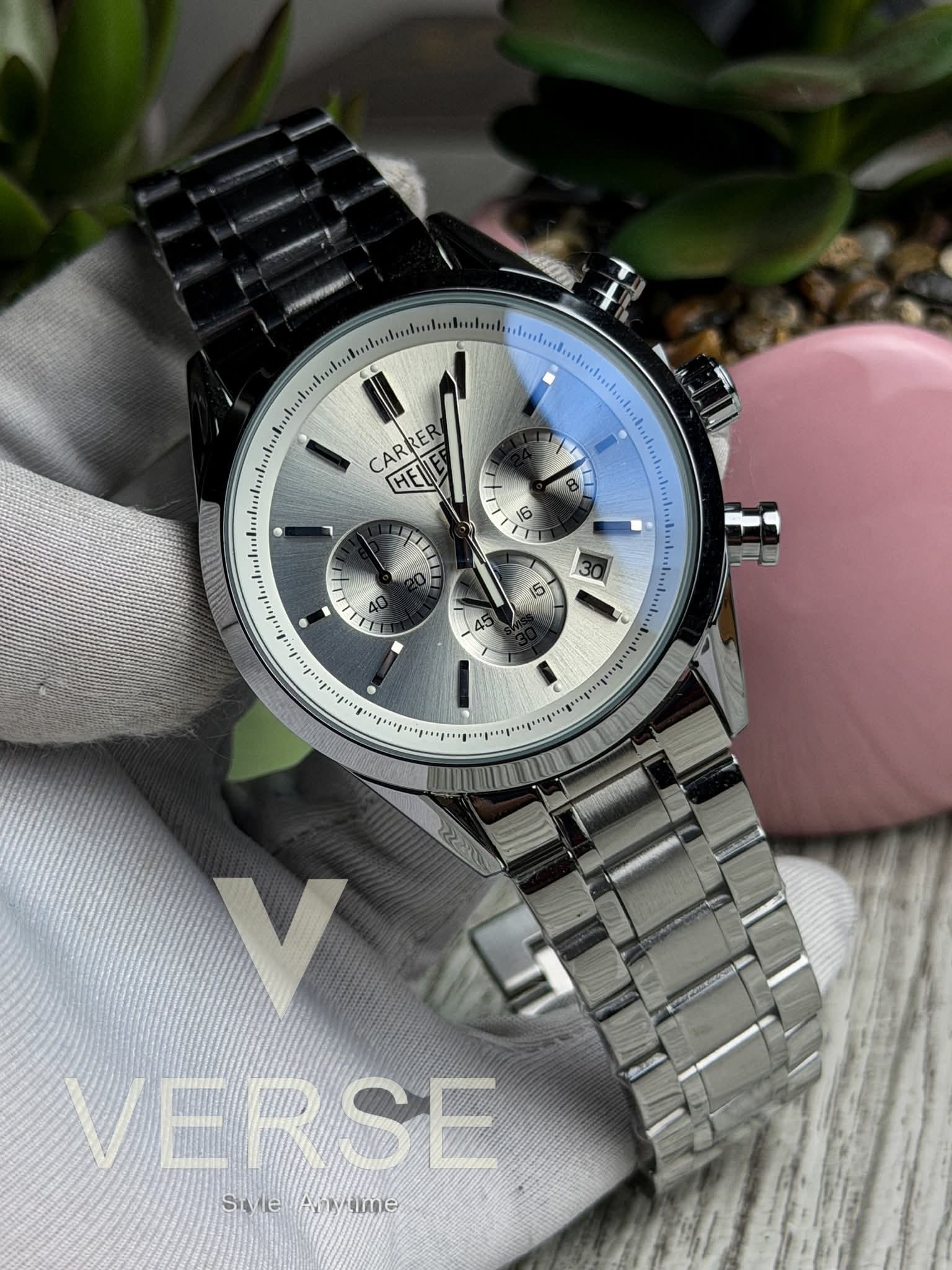 TAG Heuer Carrera Chronograph - Silver Chain White Dial ( Double A ) - VERSE - 
