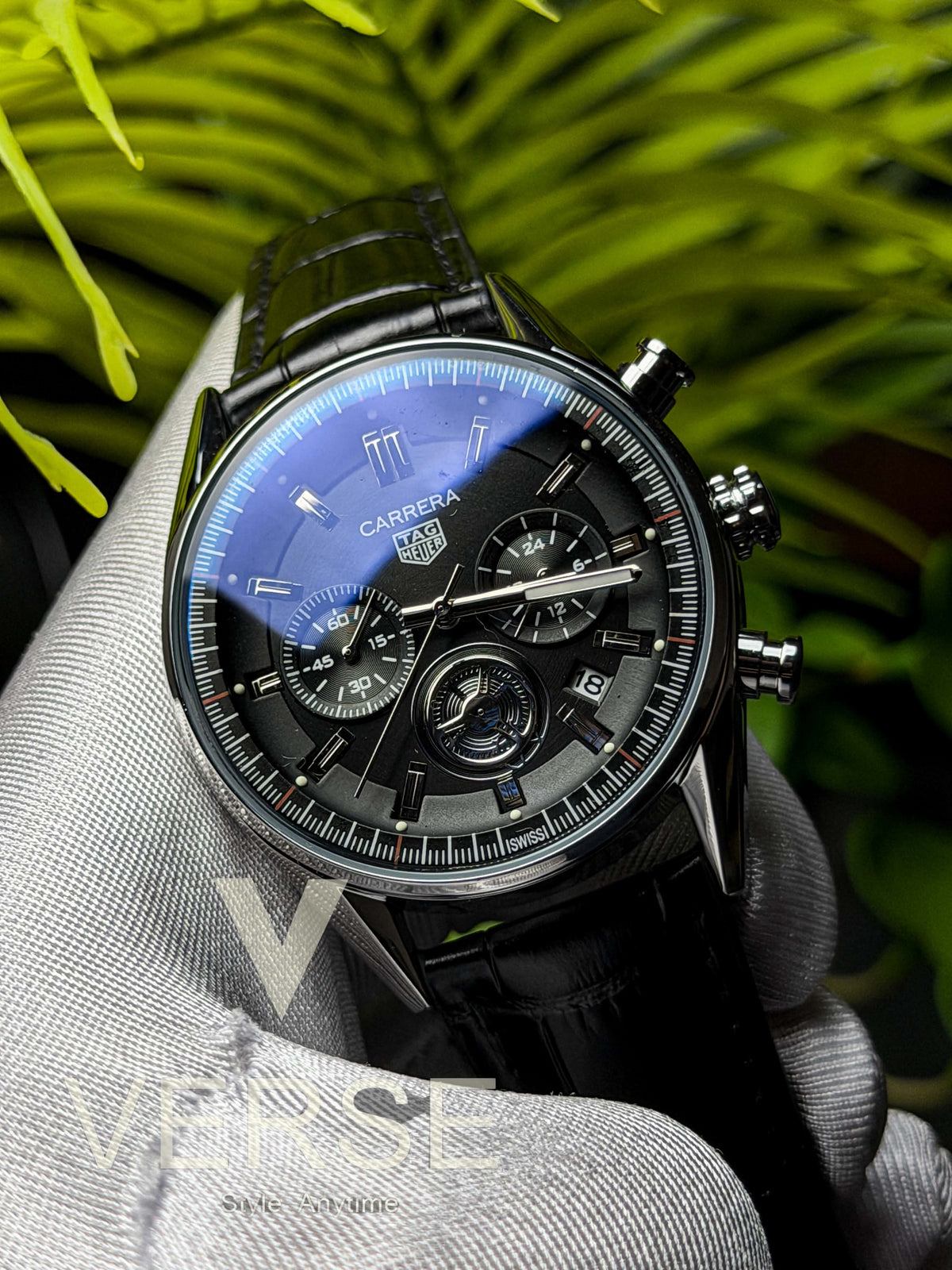TAG Heuer Carrera “Glassbox Tourbillon” Chronograph | Vanta Black Dial Black Leather - ( Double A ) - VERSE -