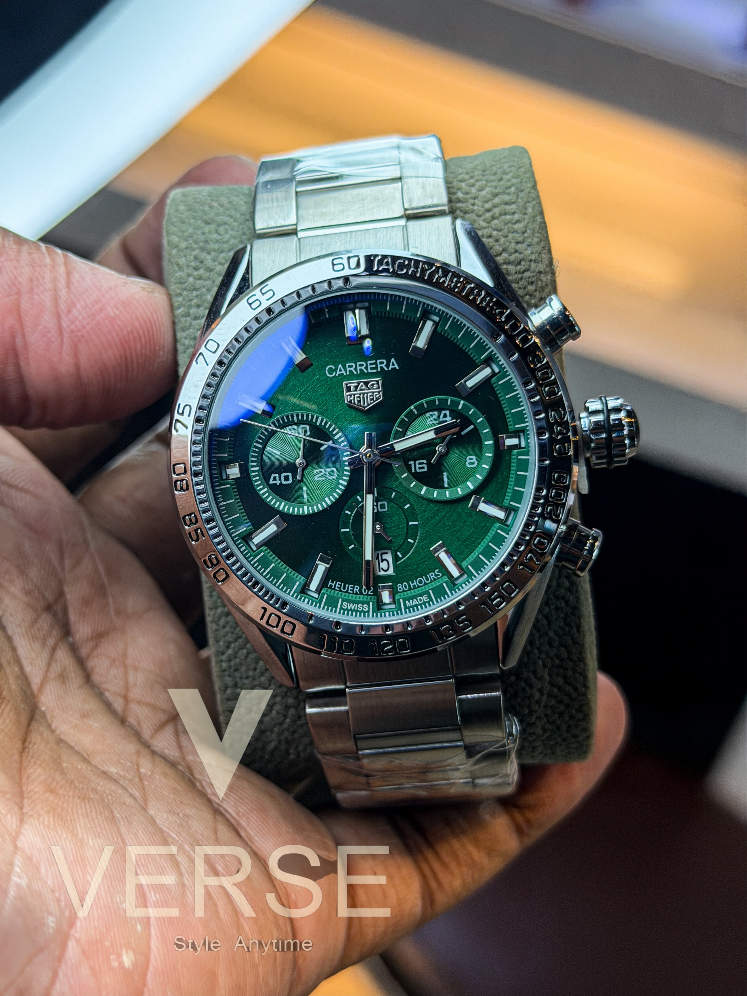 TAG Heuer Carrera Sport 02 Chronograph | Racing Green Dial Stainless Steel Watch - ( Double A ) - VERSE - 