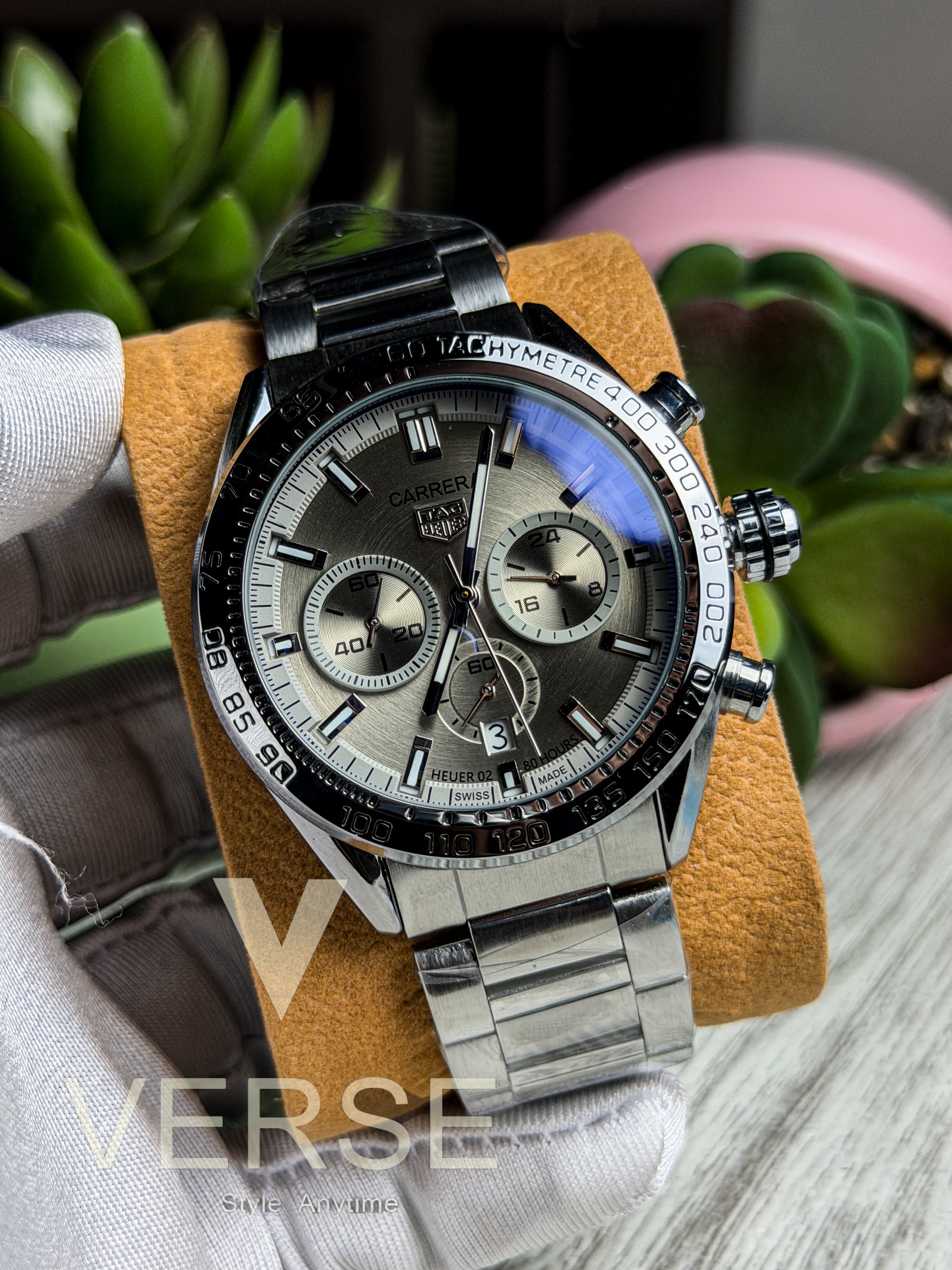 TAG Heuer Carrera Sport 02 Chronograph | Racing Grey Dial Stainless Steel Watch - ( Double A ) - VERSE - 