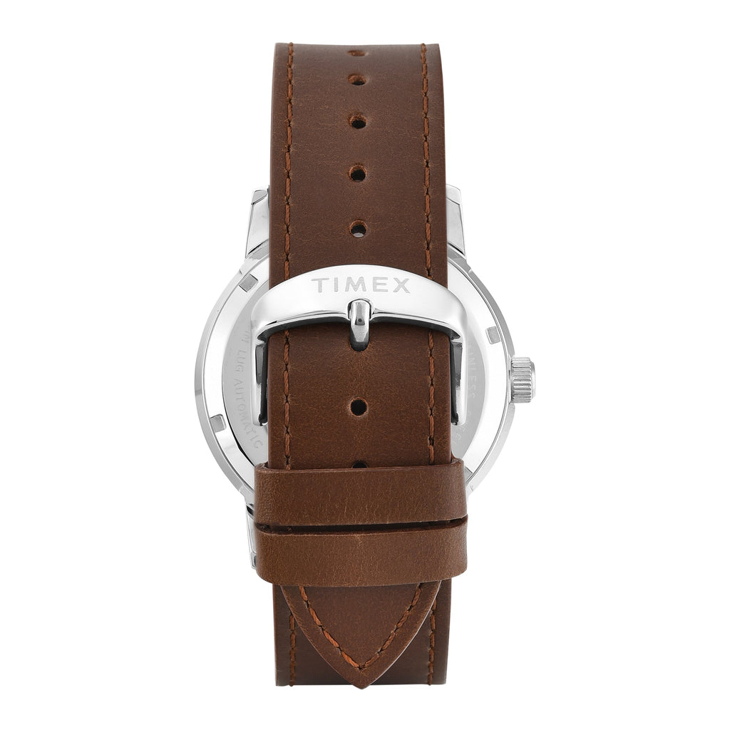 Timex Marlin Automatic 42mm Salmon Pink Dial Brown Leather Men's Watch | Timex TWEG26701 - VERSE -