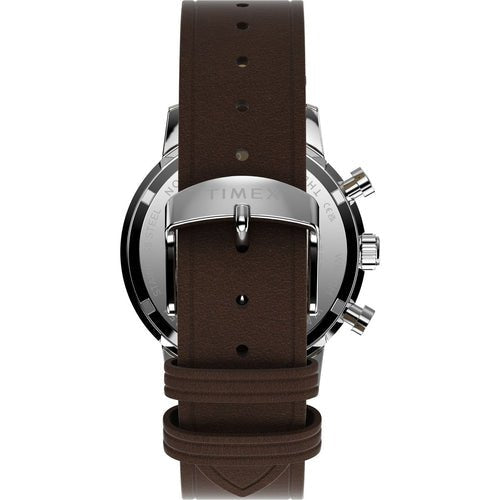 Timex Marlin Chronograph Tachymeter 40mm Ice Blue Dial Brown Leather Men's Watch | Timex TW2Y66600UJ - VERSE -