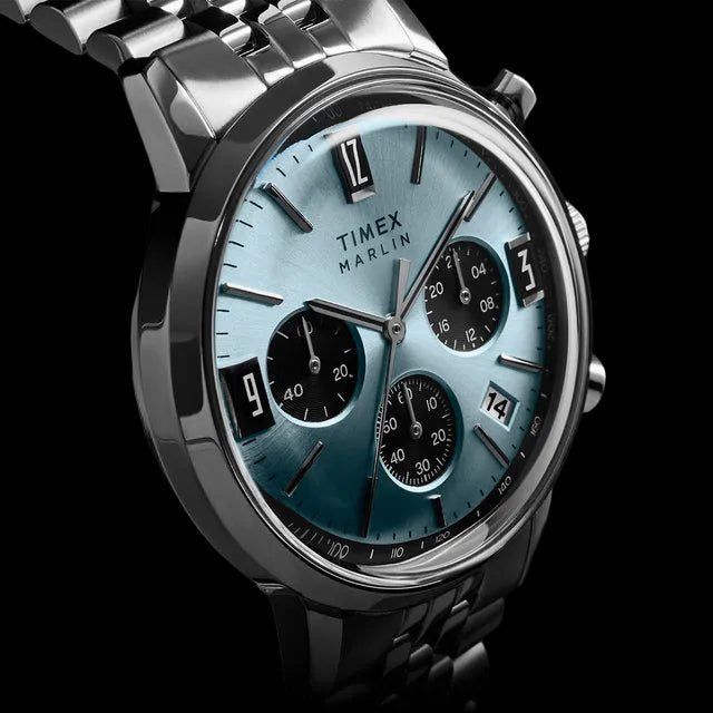 Timex Marlin Chronograph Tachymeter 40mm Ice Blue Dial Stainless Steel Men's Watch | Timex TW2Y66500 - VERSE -