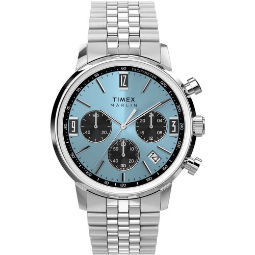 Timex Marlin Chronograph Tachymeter 40mm Ice Blue Dial Stainless Steel Men's Watch | Timex TW2Y66500 - VERSE -