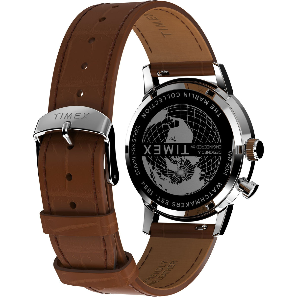 Timex Marlin Moon Phase Multifunction 40mm Forest Green Dial Brown Leather Men's Watch | Timex TWEG26800 - VERSE -