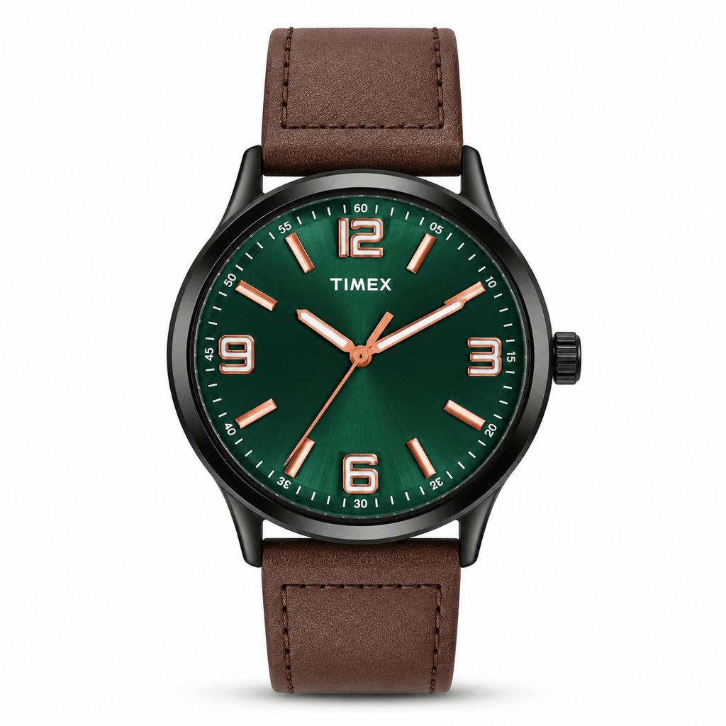 Timex TWTG65SM02 Men’s Analog Watch – Green Dial, Brown Leather Strap| Timex TWTG65SM02 - VERSE -