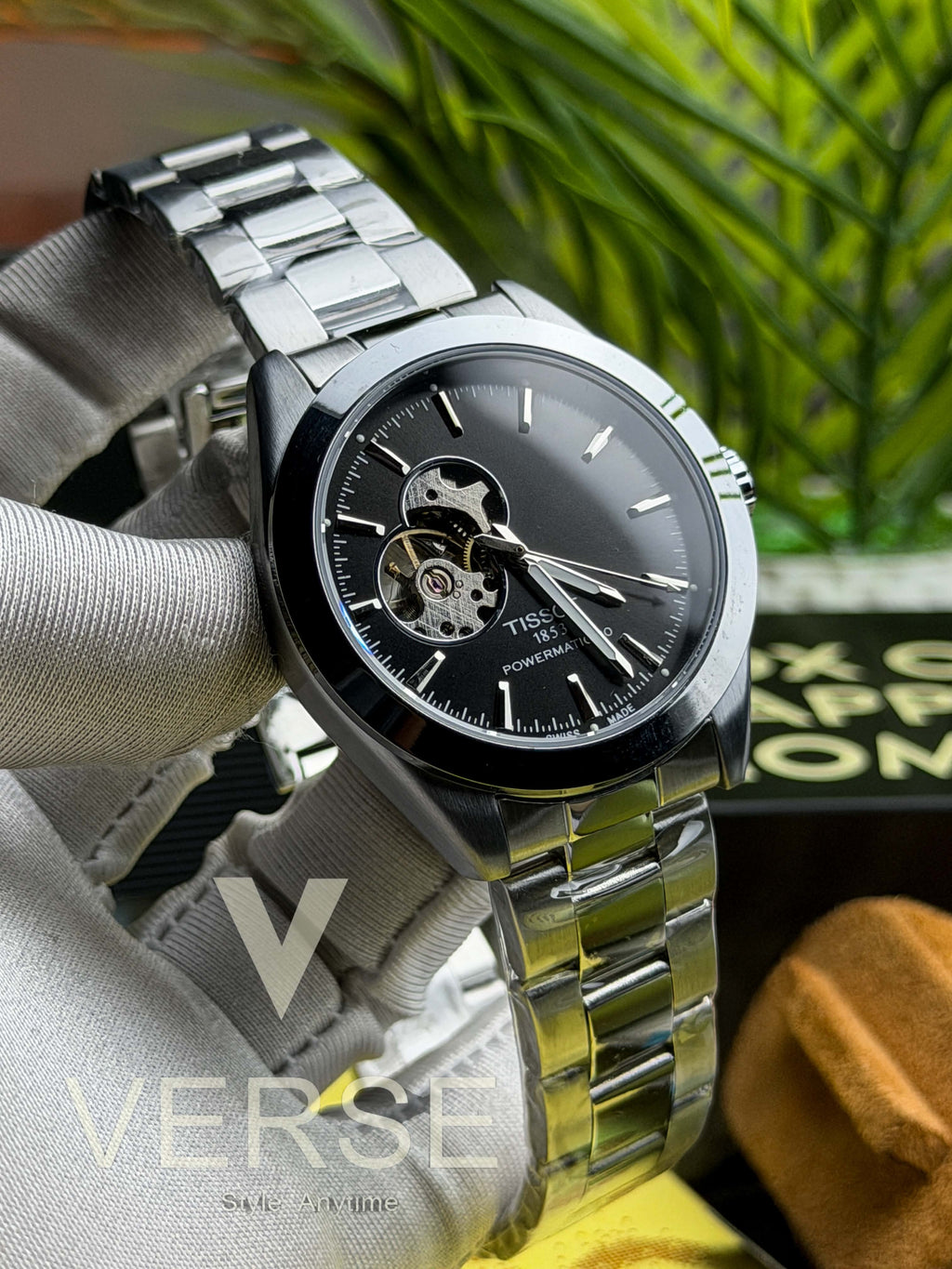 Tissot Gentleman Powermatic 80 Open Heart Automatic | Jet Black Sunray Dial - ( Semi Triple A ) - VERSE -