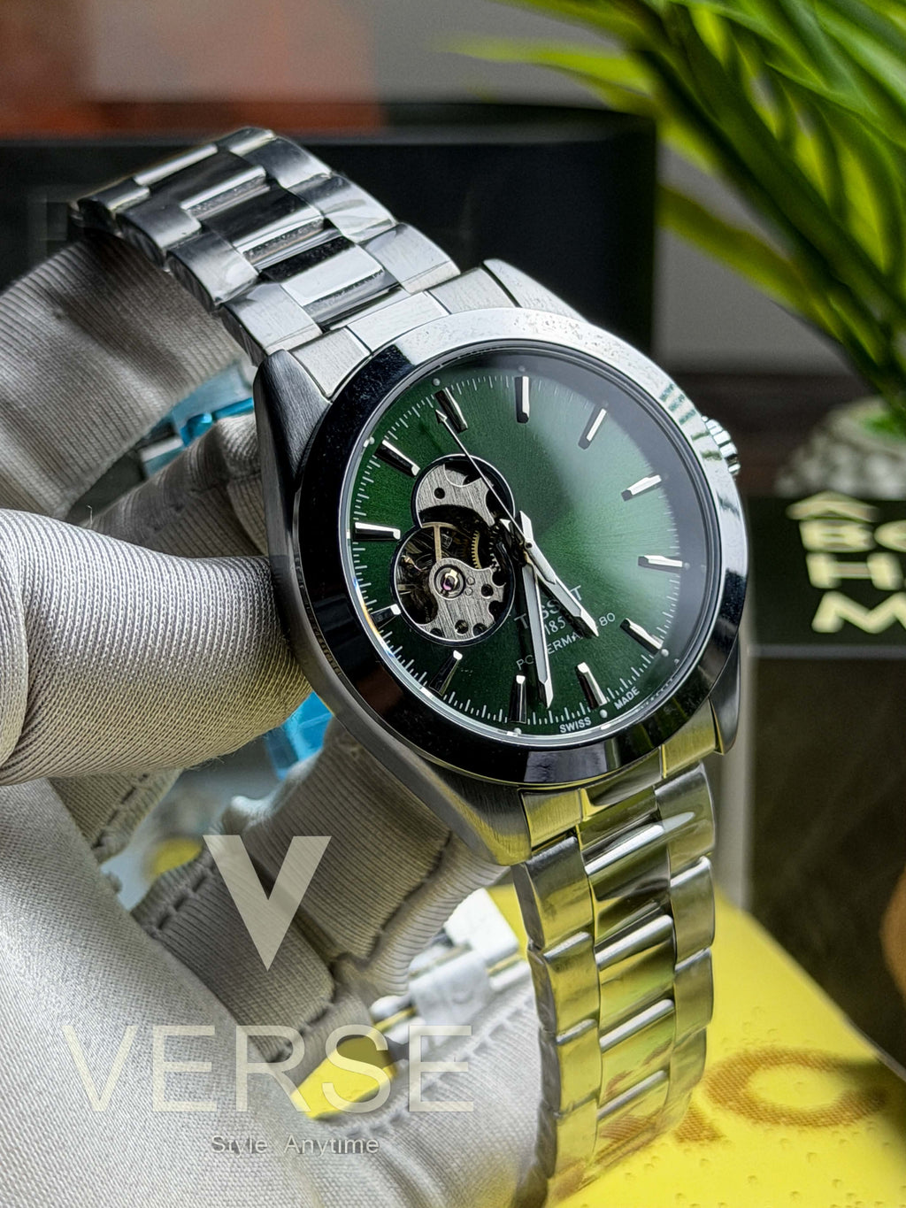 Tissot Gentleman Powermatic 80 Open Heart | Emerald Green Sunray Dial - ( Semi Triple A ) - VERSE -