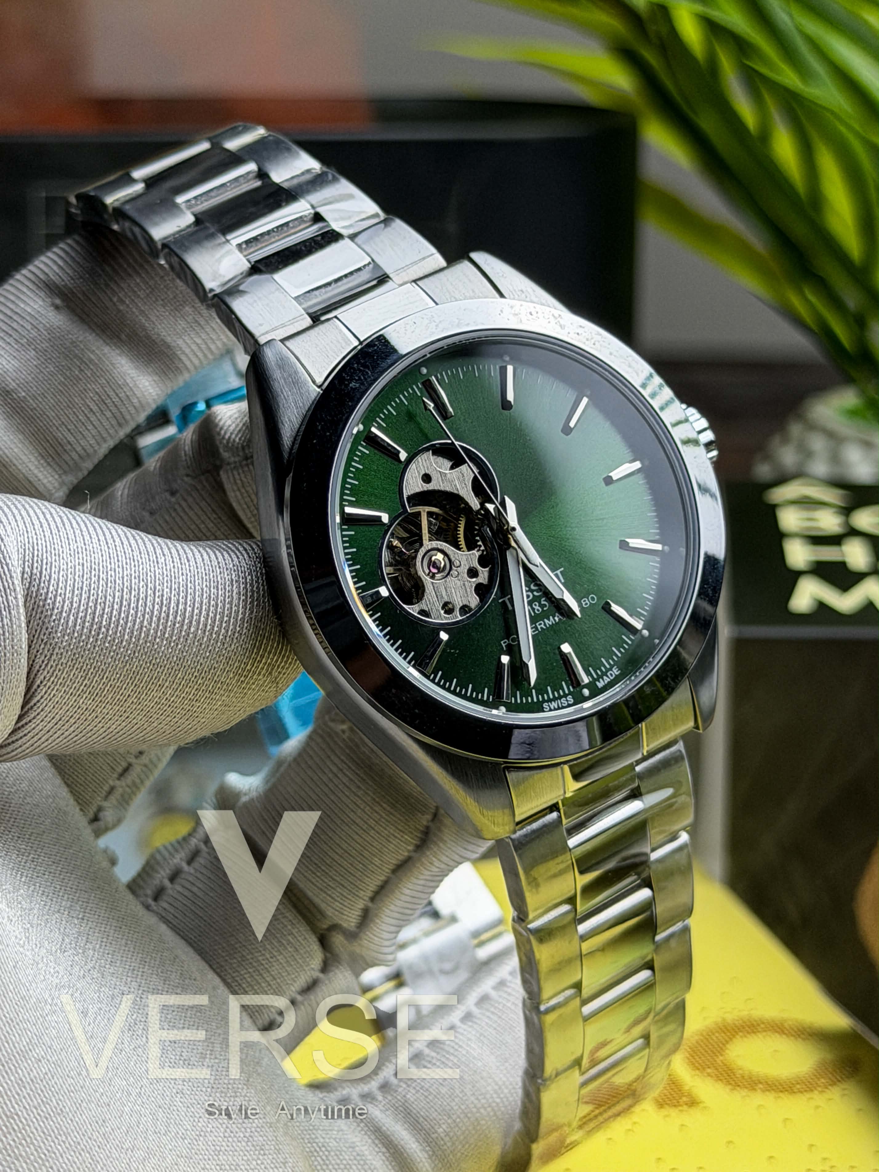 Tissot Gentleman Powermatic 80 Open Heart | Emerald Green Sunray Dial - ( Semi Triple A ) - VERSE -