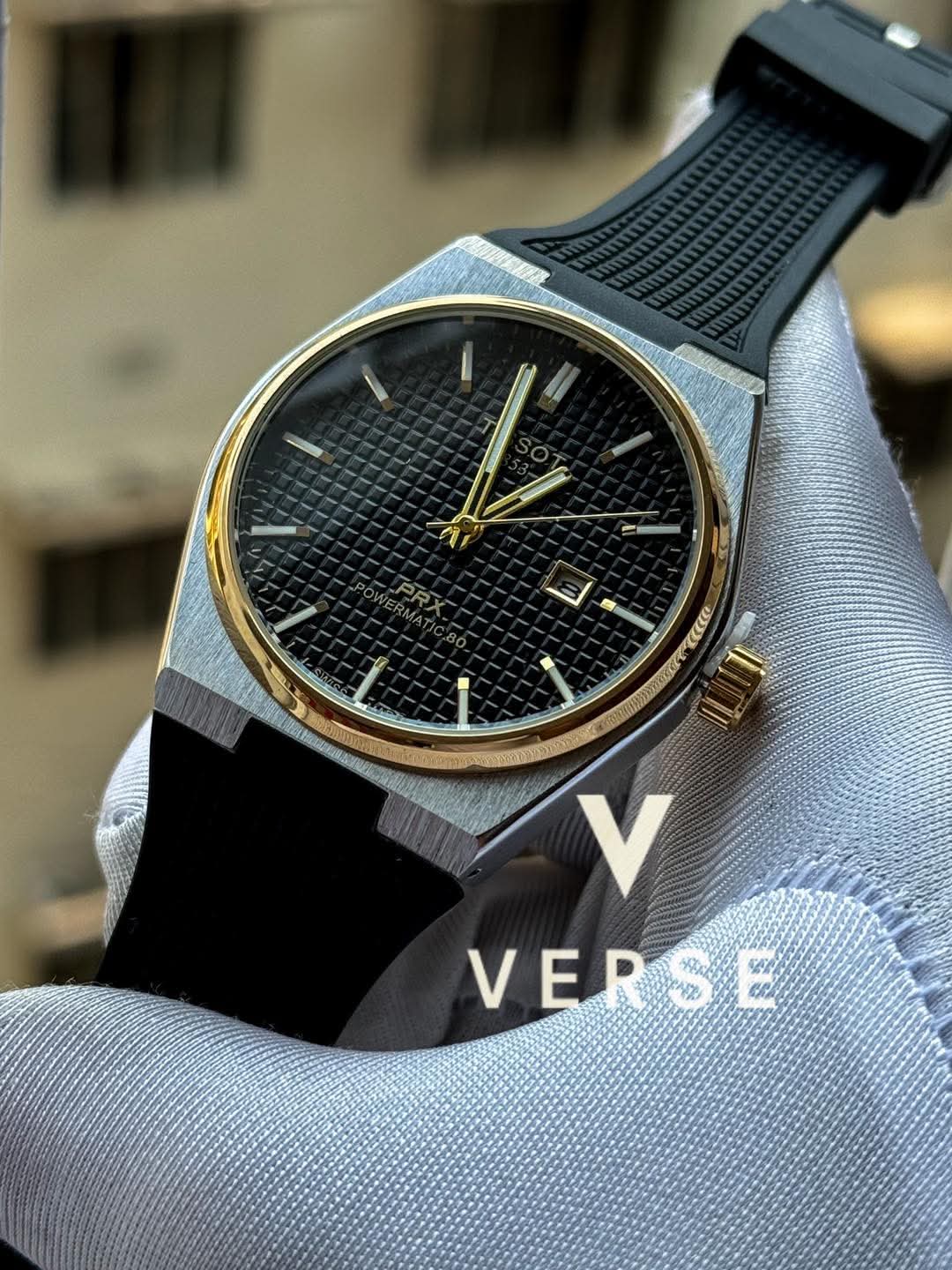 Tissot PRX Powermatic 80 Non - Chrono | Black Silicone Strap Gold Case - Quartz ( Double A ) - VERSE - 