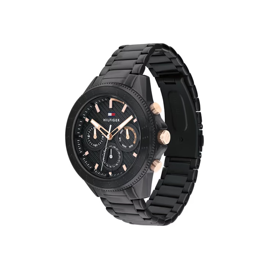 Tommy Hilfiger Aiden Multifunction Black Dial Black Stainless Steel Men's Watch | Tommy Hilfiger 1791858 - VERSE -