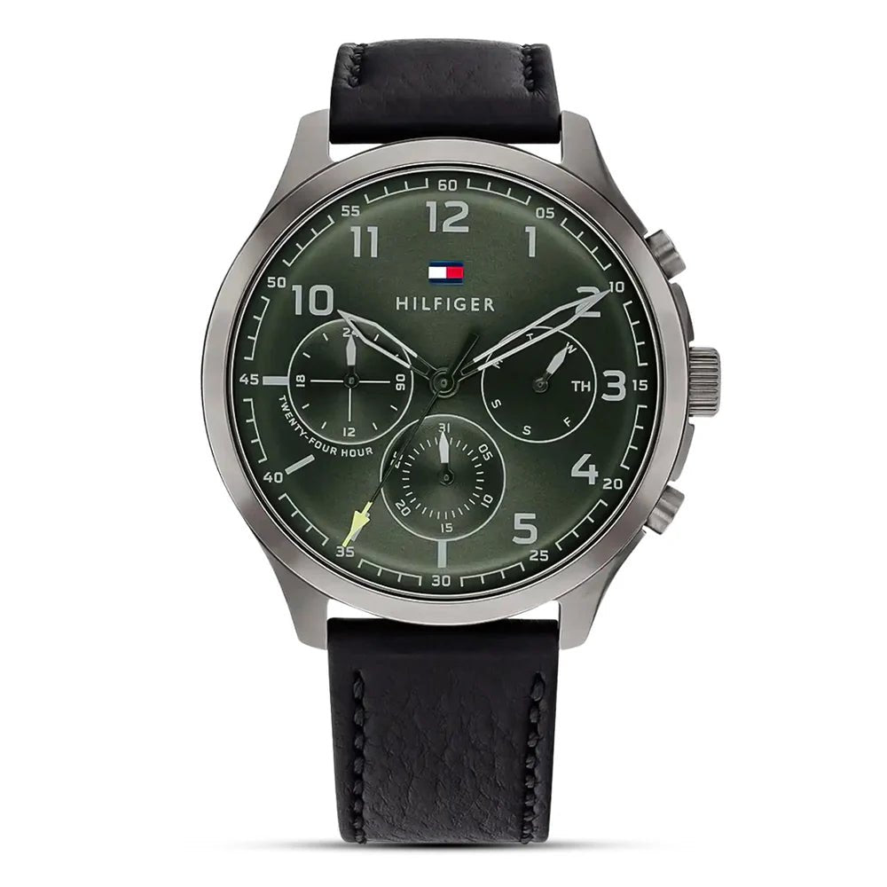 Tommy Hilfiger Asher Multifunction Black Leather Men’s Watch | Fossil 1791856 - VERSE - 