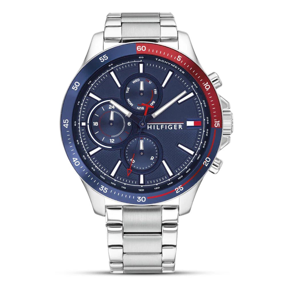 Tommy Hilfiger Bank Multifunction Blue Dial Stainless Steel Men’s Watch | Model 1791718 - VERSE - 