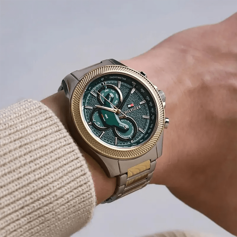 Tommy Hilfiger Clark Multifunction Emerald Green Dial Two-Tone Stainless Steel Men's Watch | Tommy Hilfiger TH1792079 - VERSE -