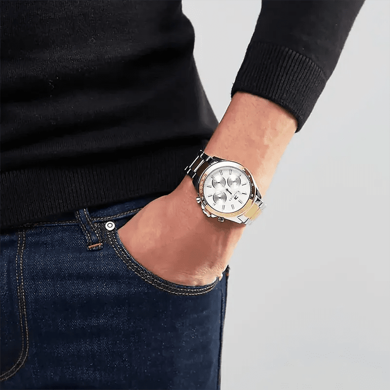 Tommy Hilfiger Hudson Multifunction Two-Tone White Dial Stainless Steel Men's Watch | Tommy Hilfiger TH1791226 - VERSE -