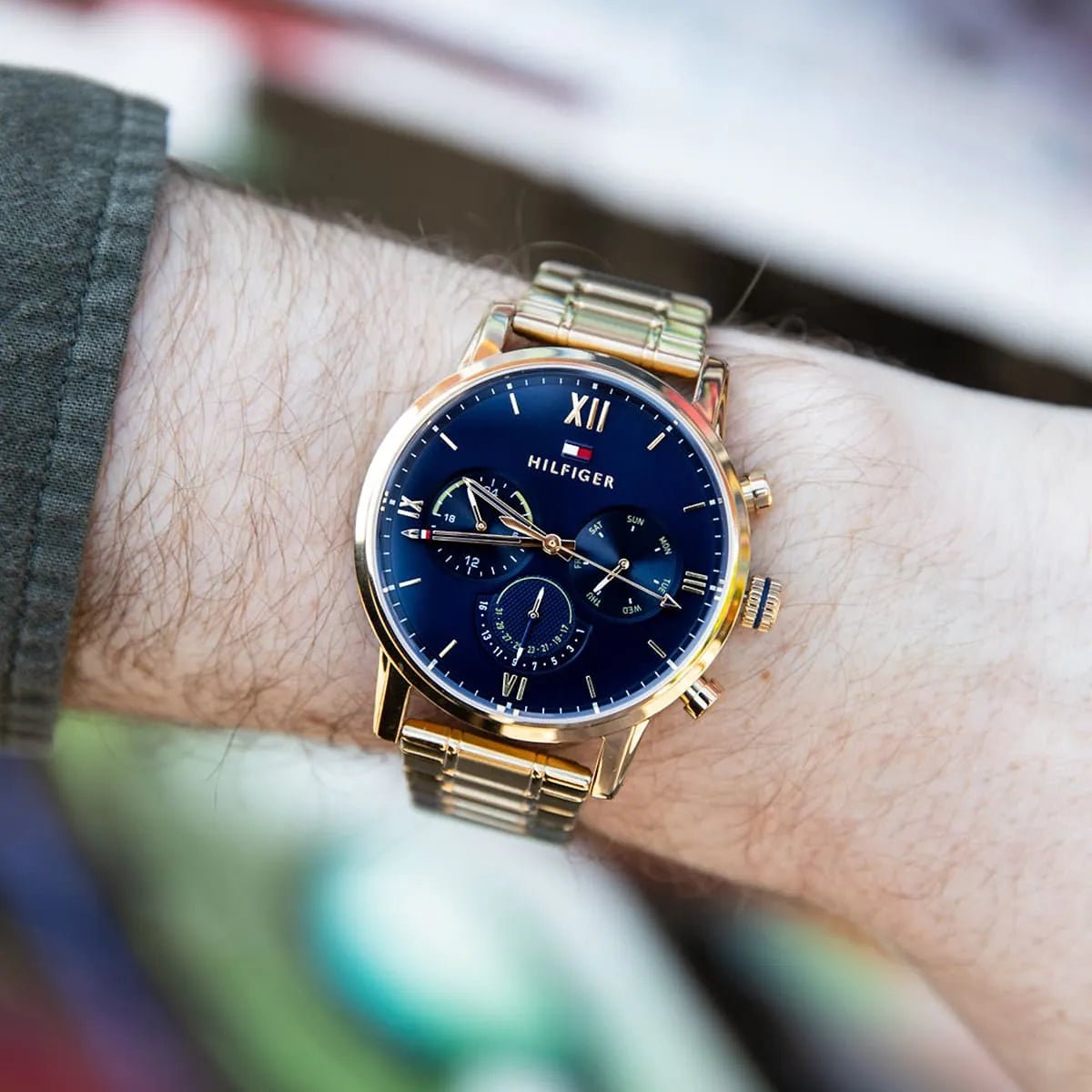 Tommy Hilfiger Sullivan Multifunction Gold-Tone Navy Blue Dial Stainless Steel Men's Watch | Tommy Hilfiger TH1791880 - VERSE -